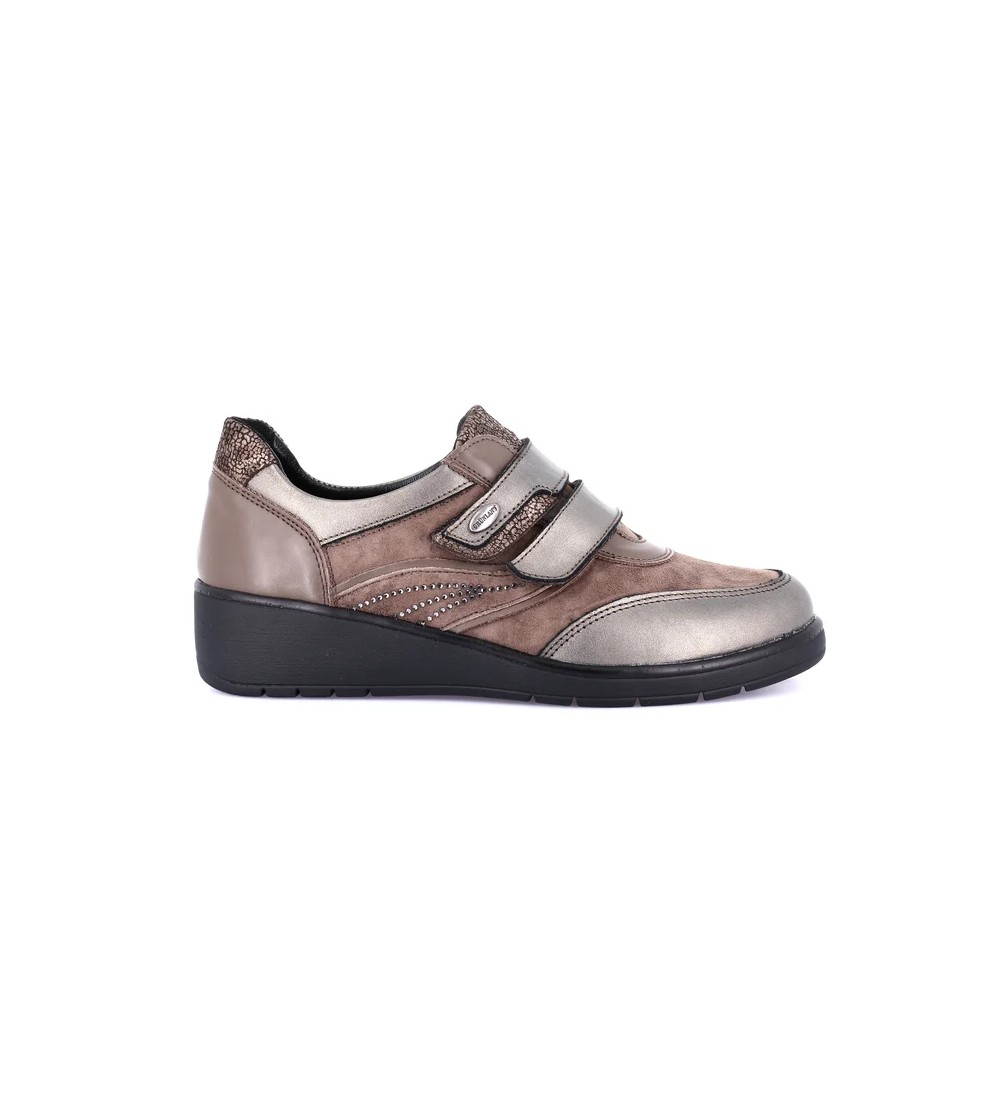 Grunland Sneakers Zeppa Doppio Velcro Plantare Estraibile Grigio