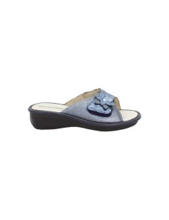 Valleverde Ciabatta Sottopelle Velcro fiore Blu