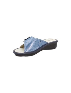Valleverde Ciabatta Sottopelle Velcro fiore Blu