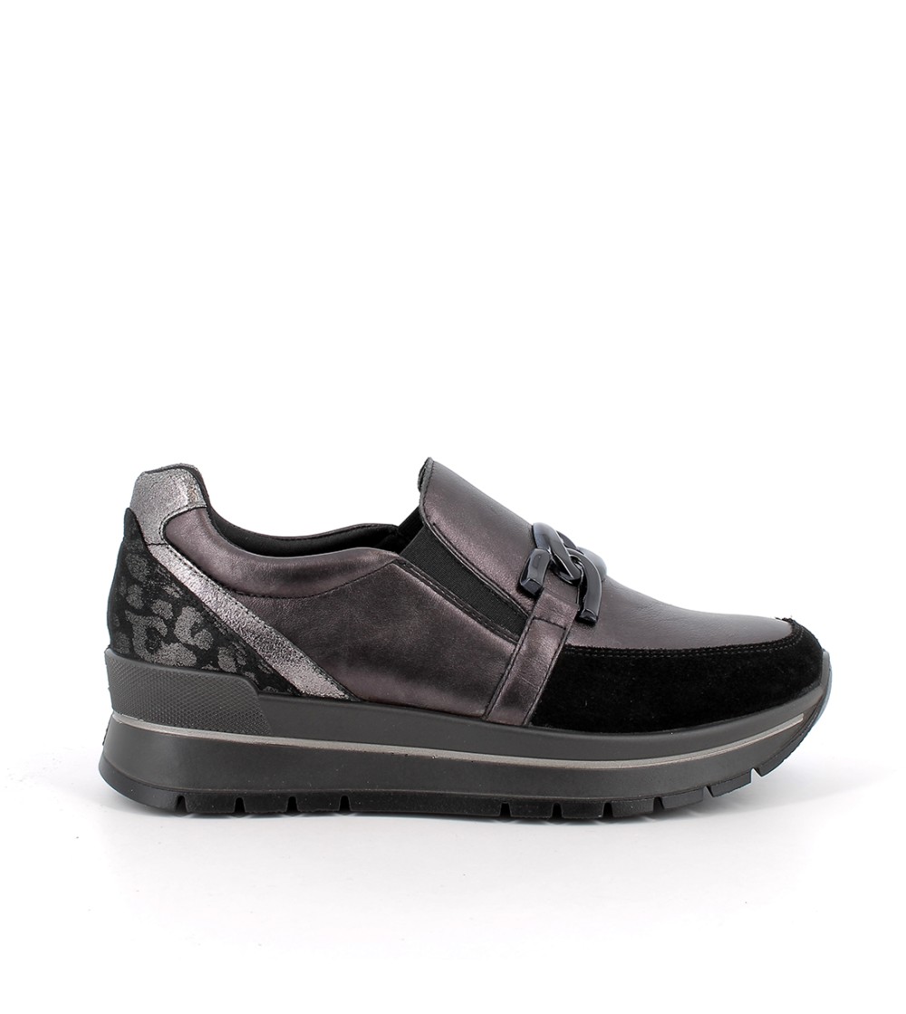 IGI &Co Slipon Mocassino Zeppa Elastico Accessorio Catena Nero