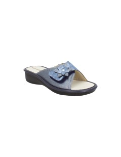 Valleverde Ciabatta Sottopelle Velcro fiore Blu