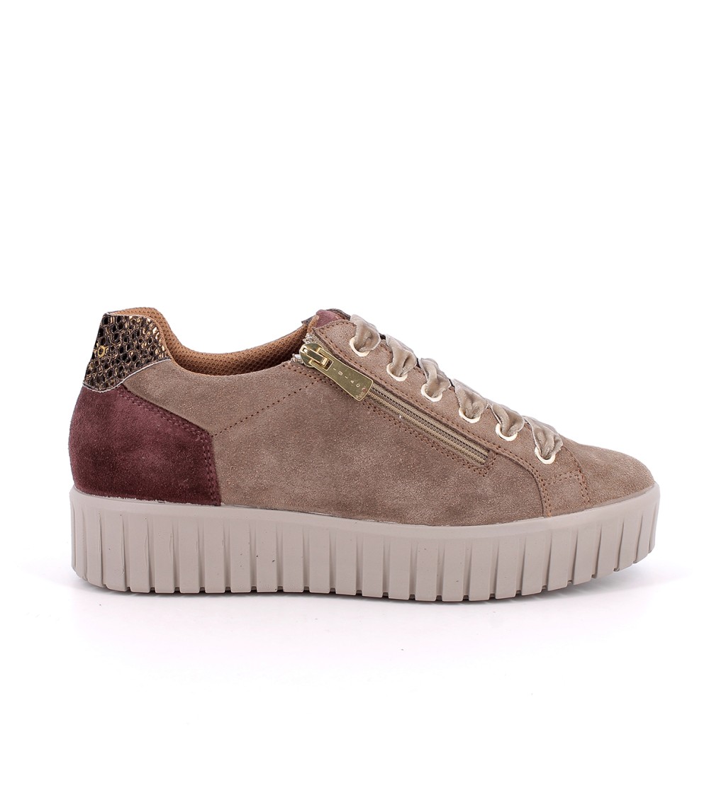 IGI &Co Sneakers Zip Lacci Alcantara Plantare Estraibile Tortora