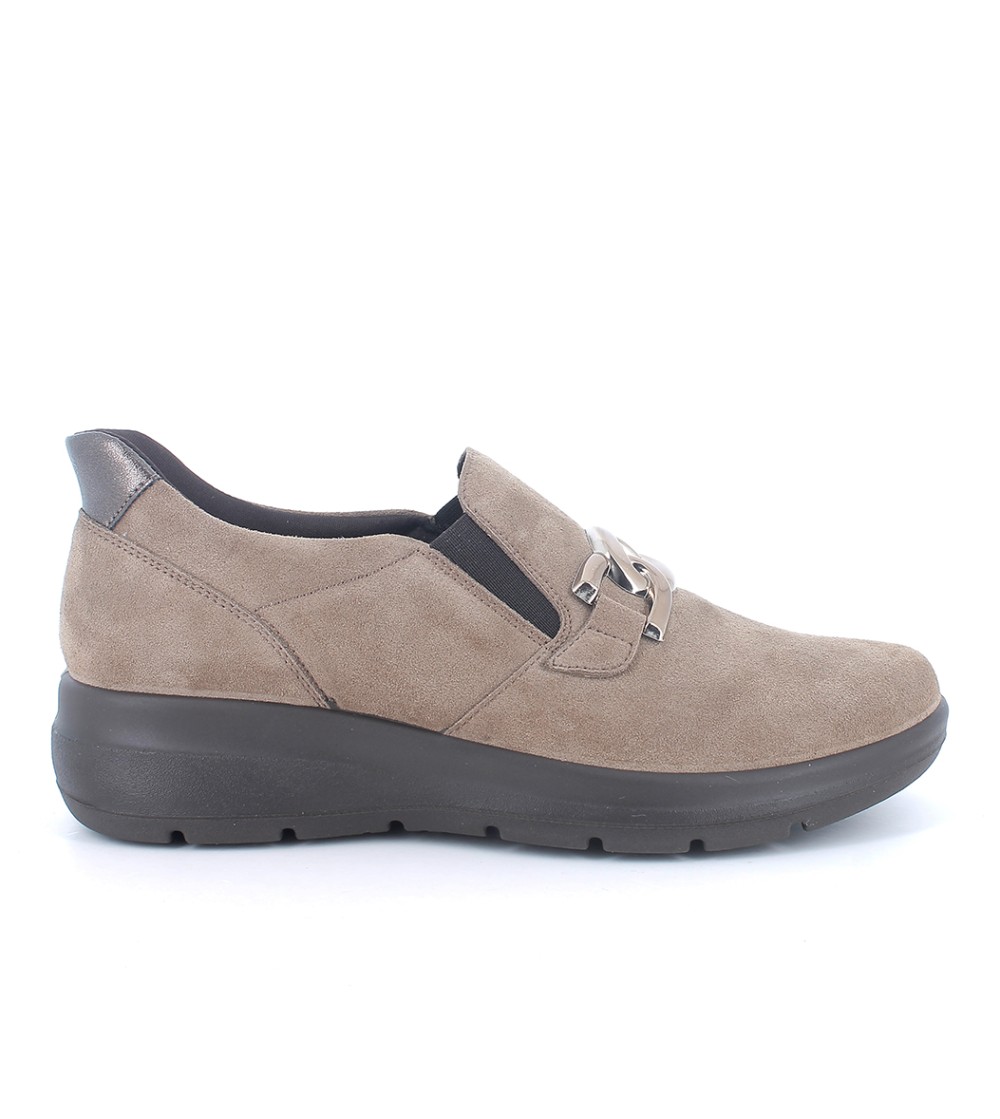 Enval Soft Slipon Elastici Plantare Memory Estraibile Camoscio Fango