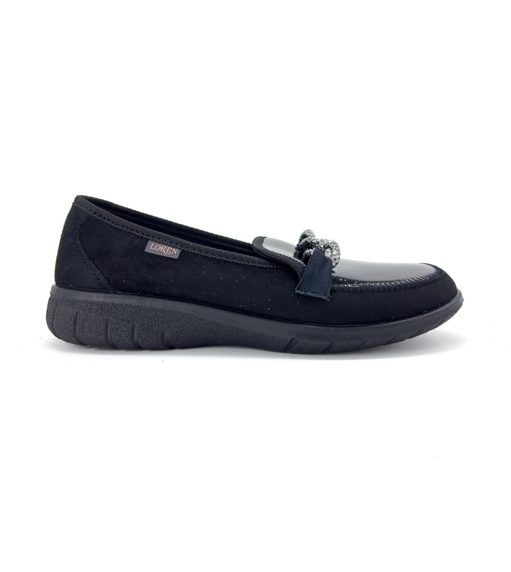 Loren Mocassino Comfort Calzata Large Plantare Estraibile Nero