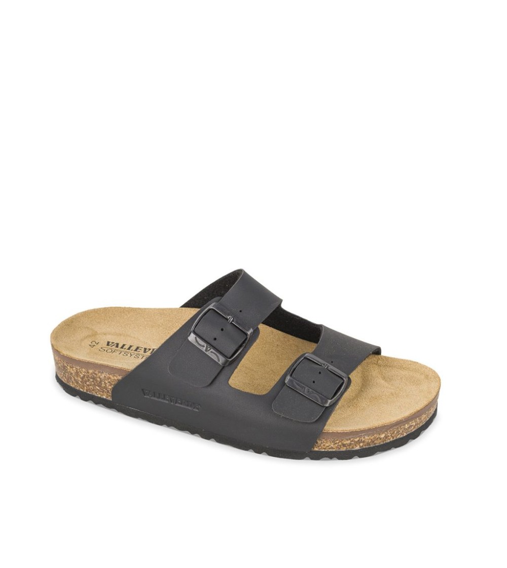 Valleverde Ciabatta Biosoft Doppia Fibbia Nero