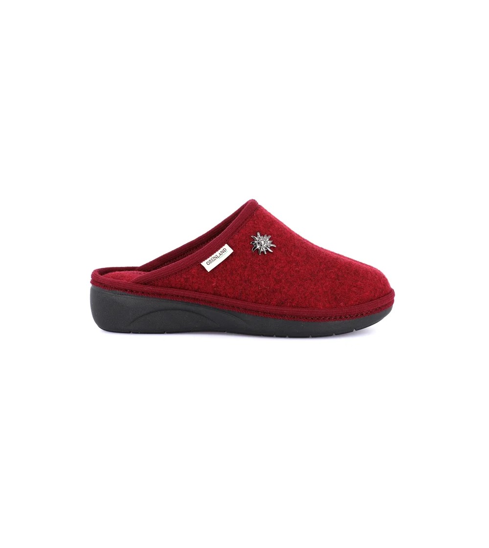Grunland Ciabatta Zeppa Collo Alto con Spilla Bordeaux