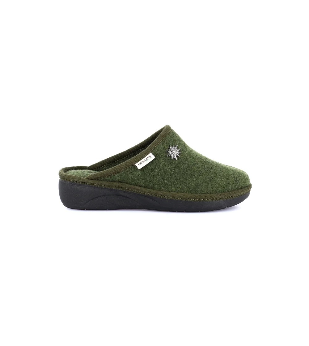 Grunland Ciabatta Zeppa Collo Alto con Spilla Verde