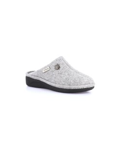Grunland Ciabatta Zeppa Collo Alto con Spilla Grigio