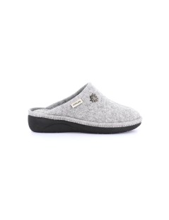 Grunland Ciabatta Zeppa Collo Alto con Spilla Grigio