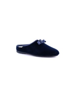 Grunland Ciabatta Velluto Scollo V Fiocco Plantare Estraibile Blu