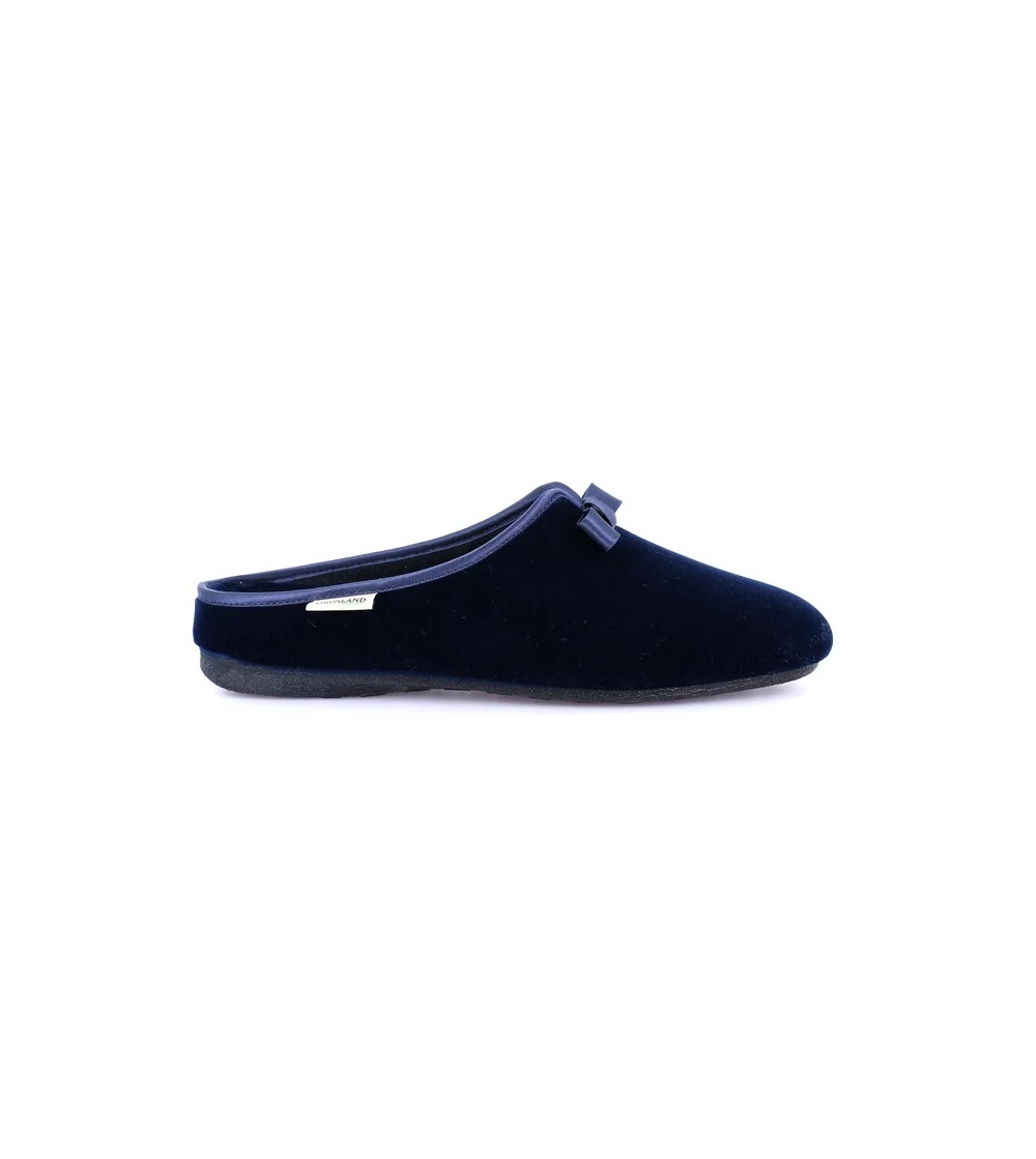 Grunland Ciabatta Velluto Scollo V Fiocco Plantare Estraibile Blu