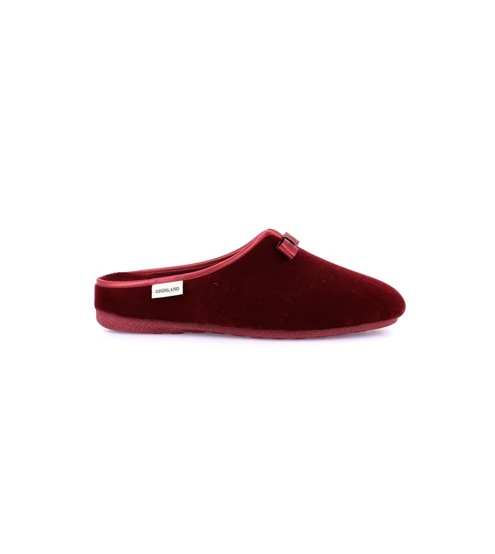 Grunland Ciabatta Velluto Scollo V Fiocco Plantare Estraibile Bordeaux