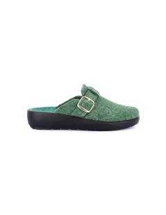 Grunland Ciabatta Feltro Zeppa Media Fibbia Regolabile Verde