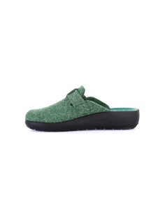 Grunland Ciabatta Feltro Zeppa Media Fibbia Regolabile Verde