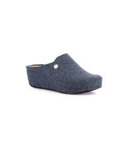 Grunland Ciabatta Zeppa Media Plantare Pelle Elastico Collo Blu