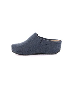 Grunland Ciabatta Zeppa Media Plantare Pelle Elastico Collo Blu
