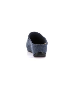 Grunland Ciabatta Zeppa Media Plantare Pelle Elastico Collo Blu