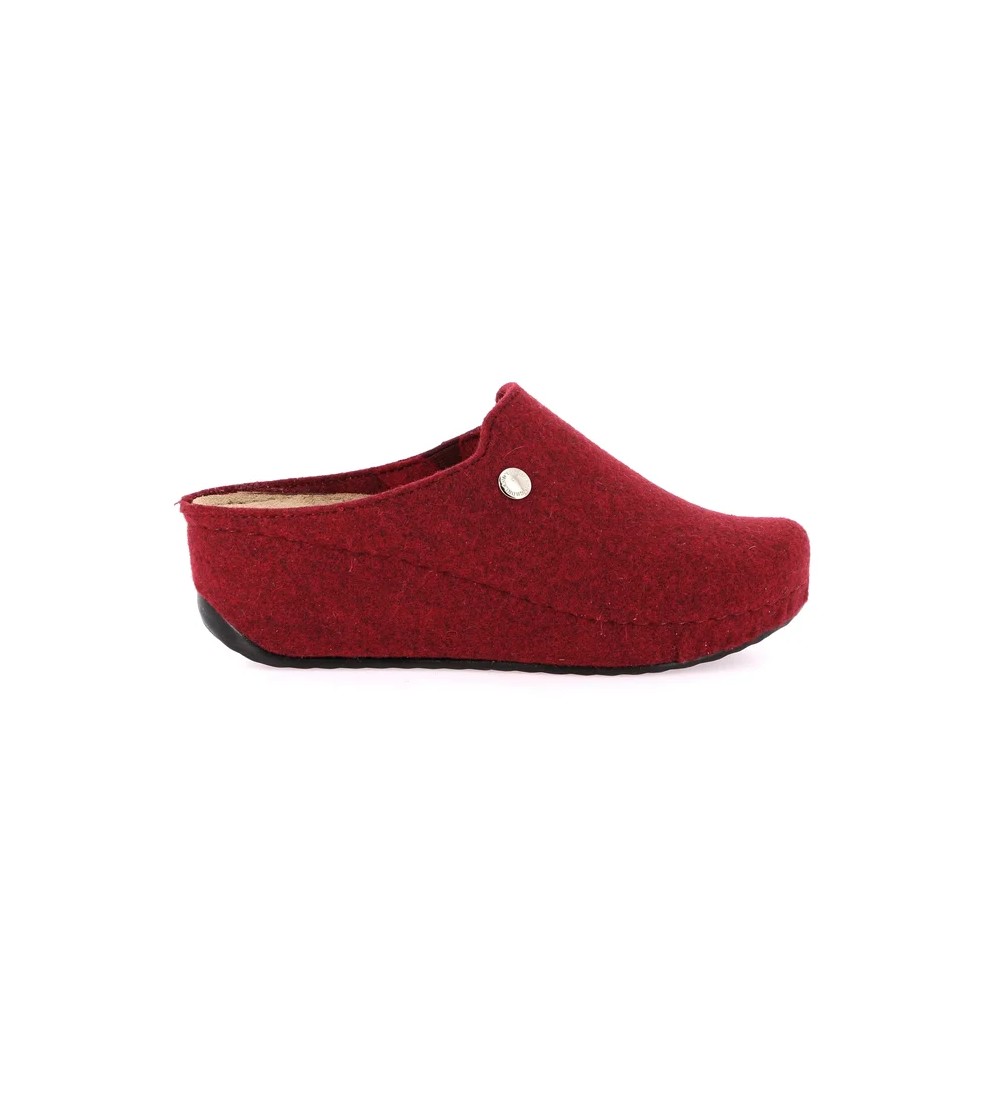 Grunland Ciabatta Zeppa Media Plantare Pelle Elastico Collo Bordeaux