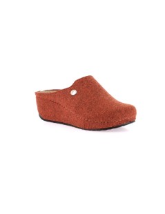 Grunland Ciabatta Zeppa Media Plantare Pelle Elastico Collo Mattone