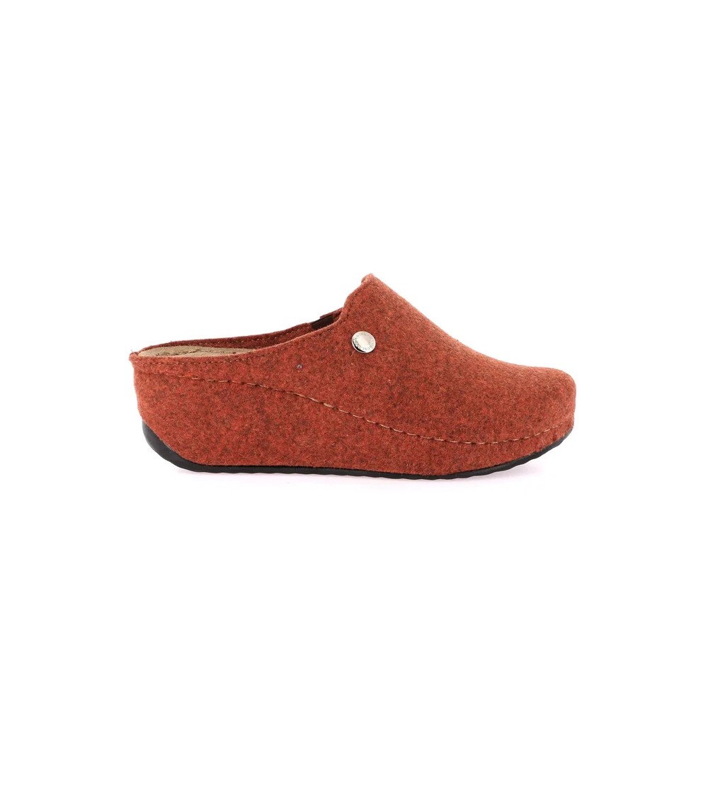 Grunland Ciabatta Zeppa Media Plantare Pelle Elastico Collo Mattone