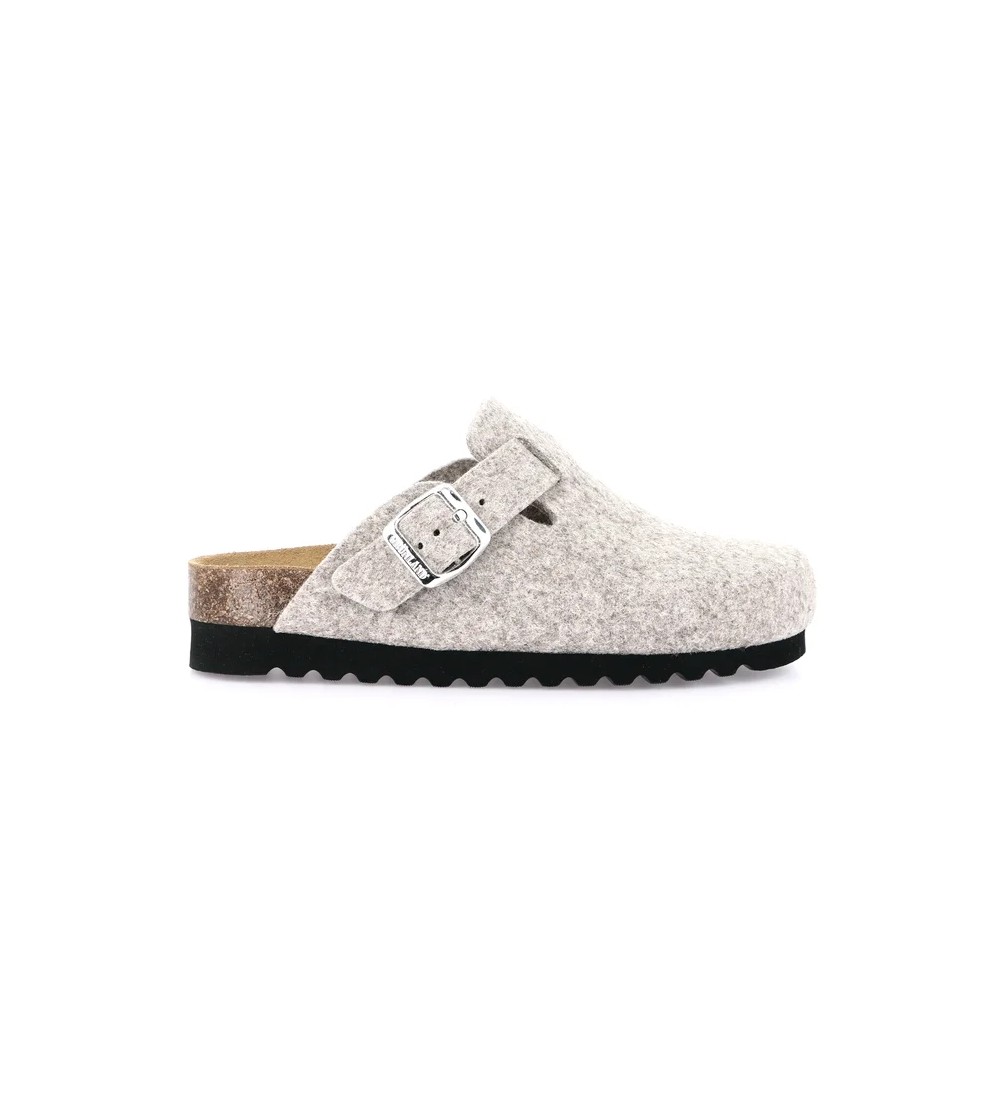 Grunland Ciabatta Boston Zeppa Media Sughero Plantare Pelle Taupe