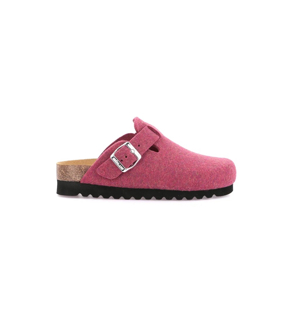 Grunland Ciabatta Boston Zeppa Media Sughero Plantare Pelle Magenta