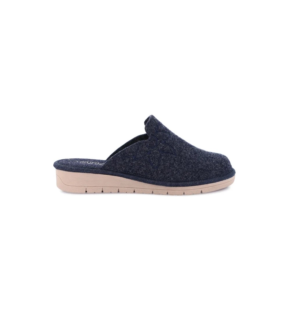 Grunland Ciabatta Zeppa Feltro Plantare Memory Fiore Blu