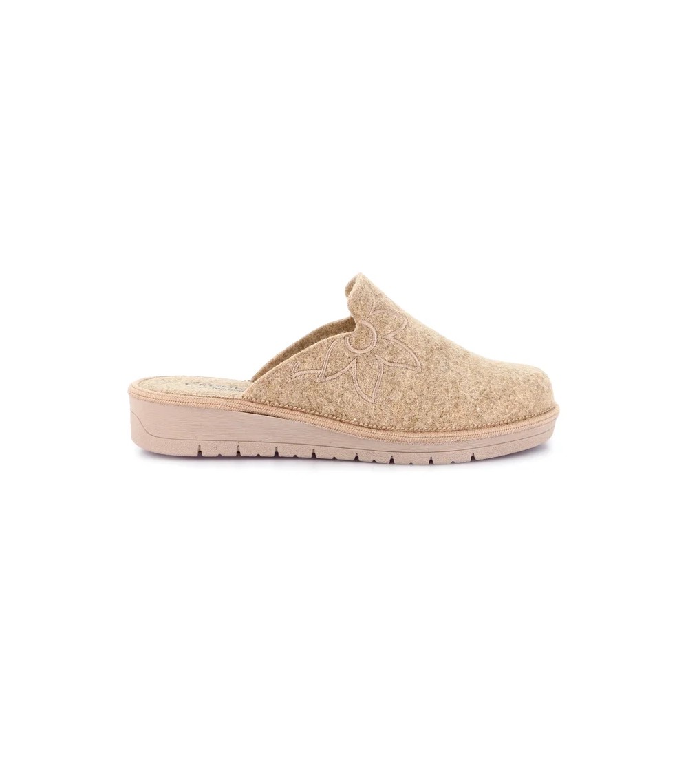 Grunland Ciabatta Zeppa Feltro Plantare Memory Fiore Beige