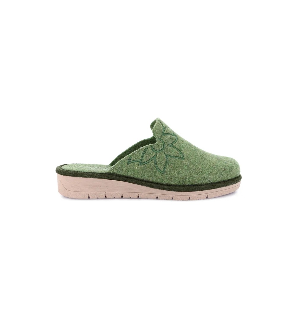 Grunland Ciabatta Zeppa Feltro Plantare Memory Fiore Verde