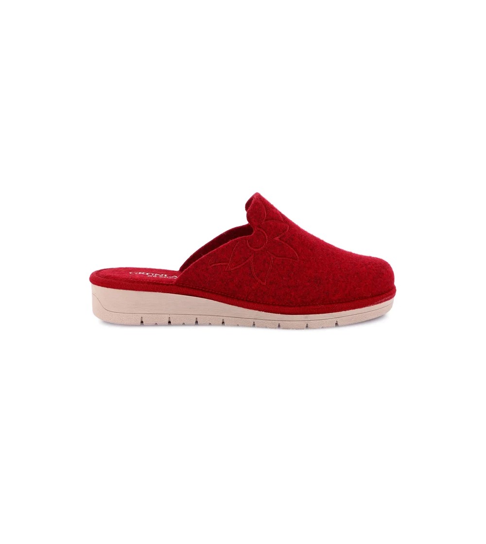 Grunland Ciabatta Zeppa Feltro Plantare Memory Fiore Bordeaux