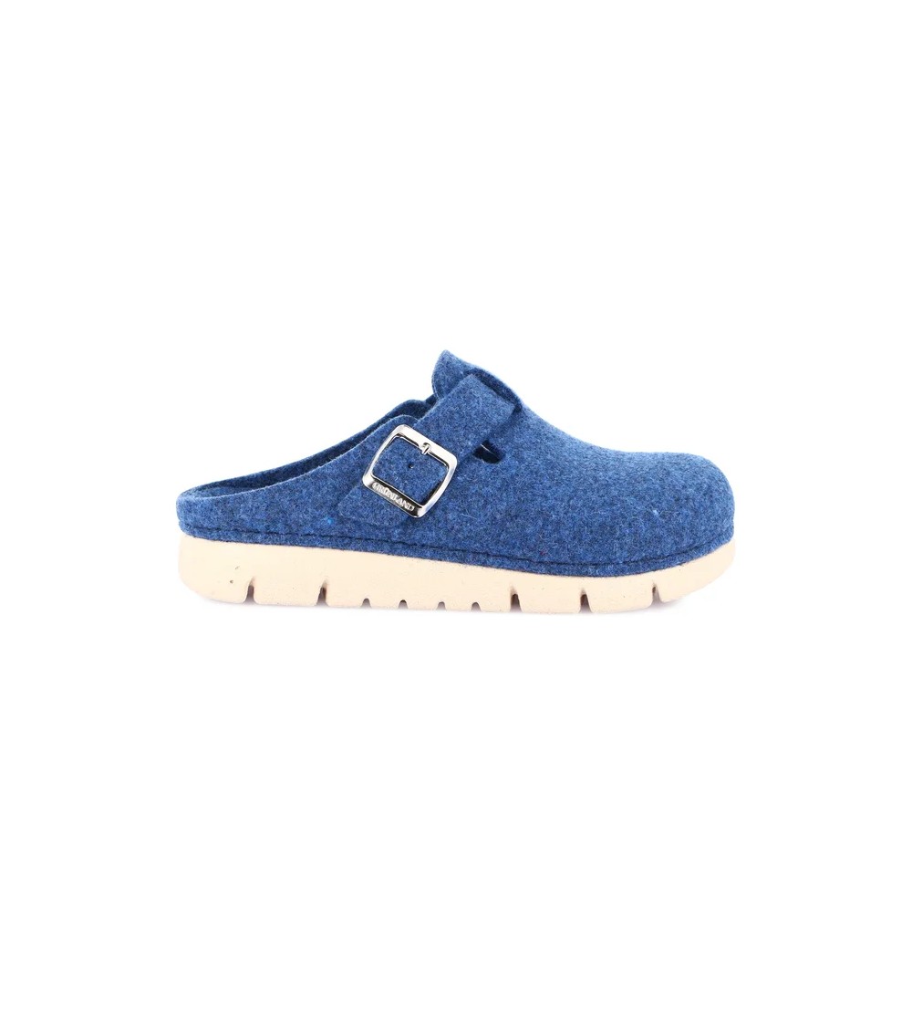 Grunland Ciabatta Zeppa con Fibbia Regolabile Fondo Antiscivolo Blu