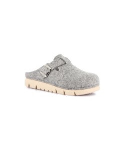 Grunland Ciabatta Zeppa con Fibbia Regolabile Fondo Antiscivolo Grigio