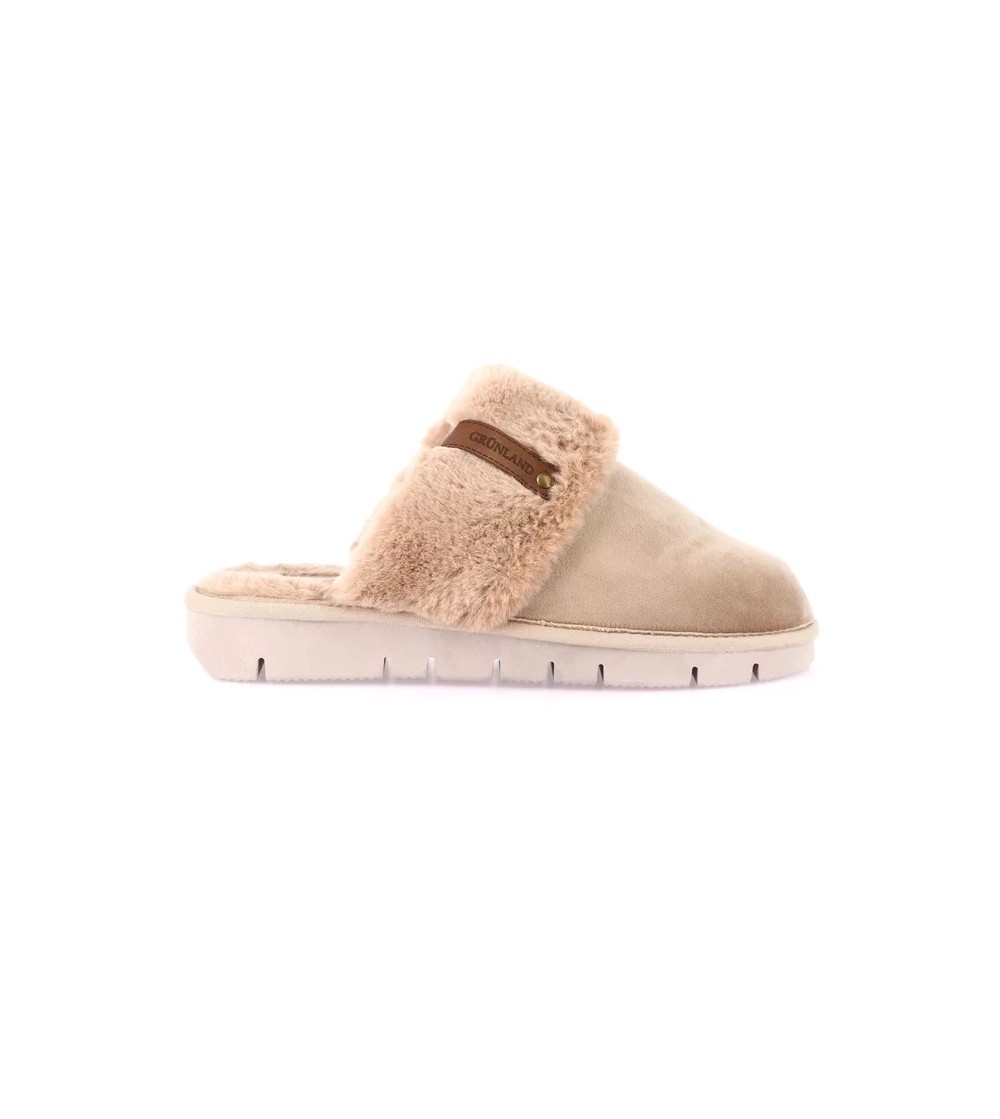 Grunland Ciabatta Velluto Interno Pelliccia Beige