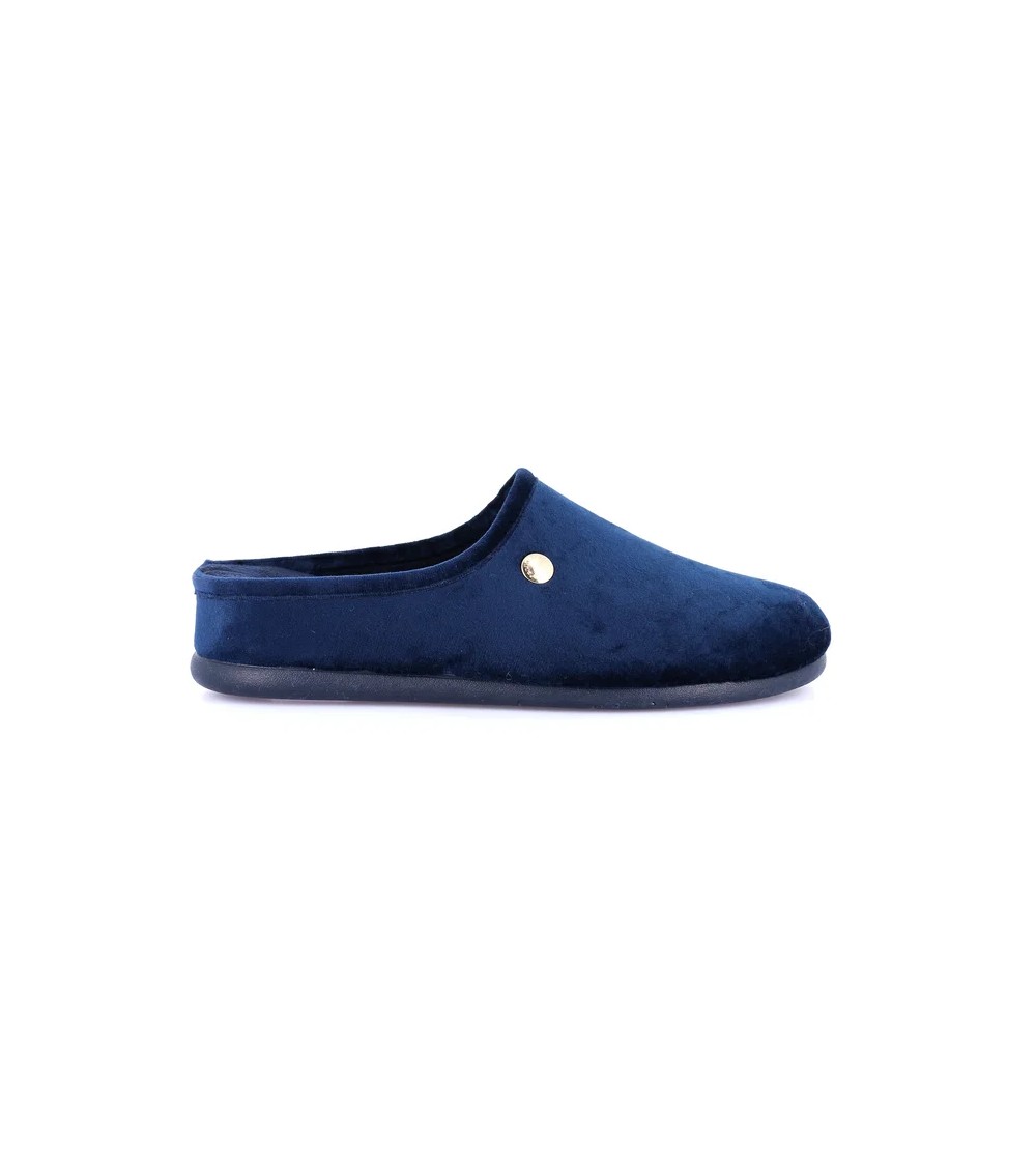 Grunland Ciabatta Zeppa Velluto Plantare Sughero Foderato Blu