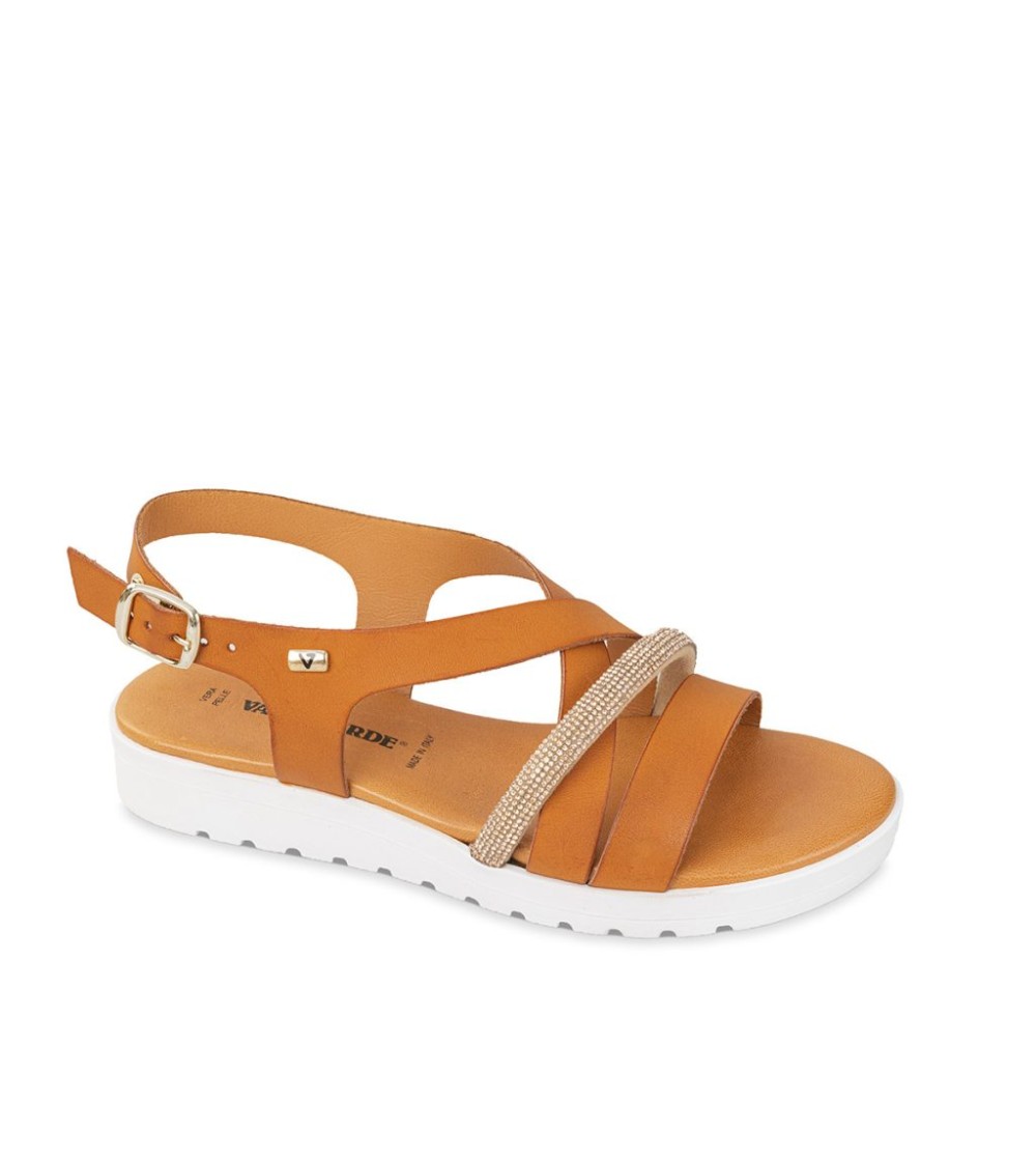 Valleverde Sandali Zeppa Intreccio Strass Cuoio