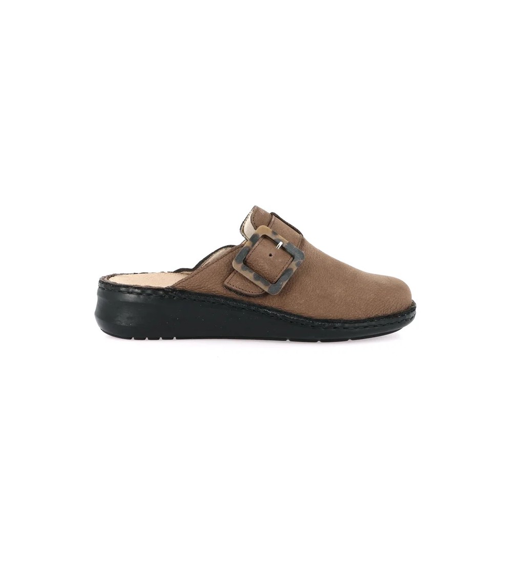 Grunland Ciabatta Pelle Fibbia Regolabile Plantare Estraibile Marrone