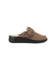 Grunland Ciabatta Pelle Fibbia Regolabile Plantare Estraibile Marrone