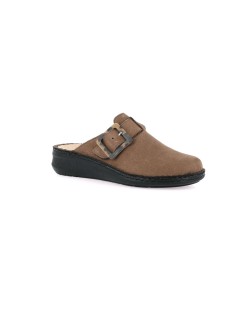 Grunland Ciabatta Pelle Fibbia Regolabile Plantare Estraibile Marrone