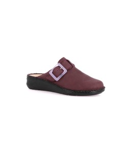Grunland Ciabatta Pelle Fibbia Regolabile Plantare Estraibile Bordeaux