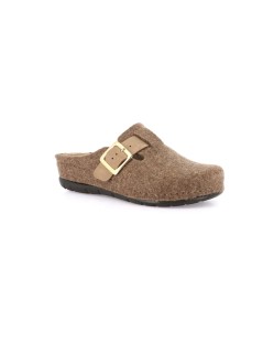 Grunland Ciabatta Feltro Fascia Regolabile Pelle Marrone