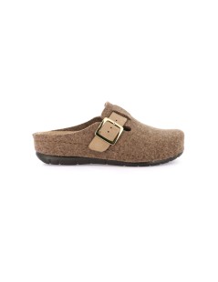 Grunland Ciabatta Feltro Fascia Regolabile Pelle Marrone