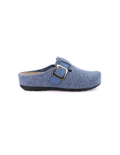 Grunland Ciabatta Feltro Fascia Regolabile Pelle Indaco