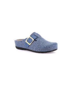 Grunland Ciabatta Feltro Fascia Regolabile Pelle Indaco