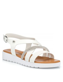 Valleverde Sandali Zeppa Intreccio Strass Bianco