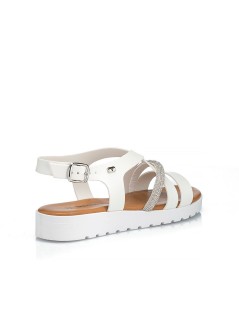 Valleverde Sandali Zeppa Intreccio Strass Bianco