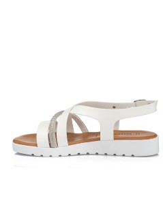 Valleverde Sandali Zeppa Intreccio Strass Bianco