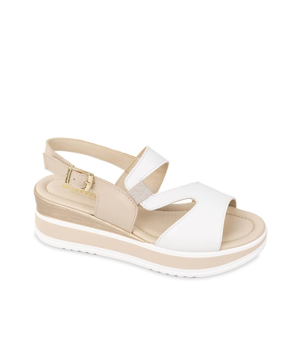 Valleverde Sandalo Zeppa Media Fascia Trasversale Bianco