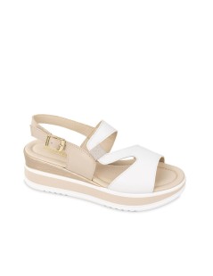 Valleverde Sandalo Zeppa Media Fascia Trasversale Bianco