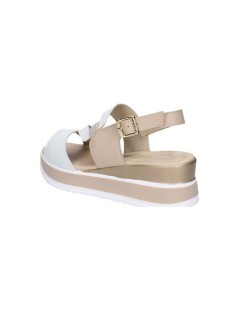 Valleverde Sandalo Zeppa Media Fascia Trasversale Bianco