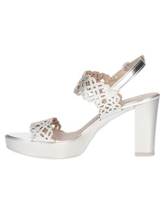 Valleverde Sandalo Tacco Plateau Doppia Fascia Argento